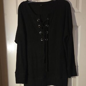 Black Lace-Up Women's Sweater